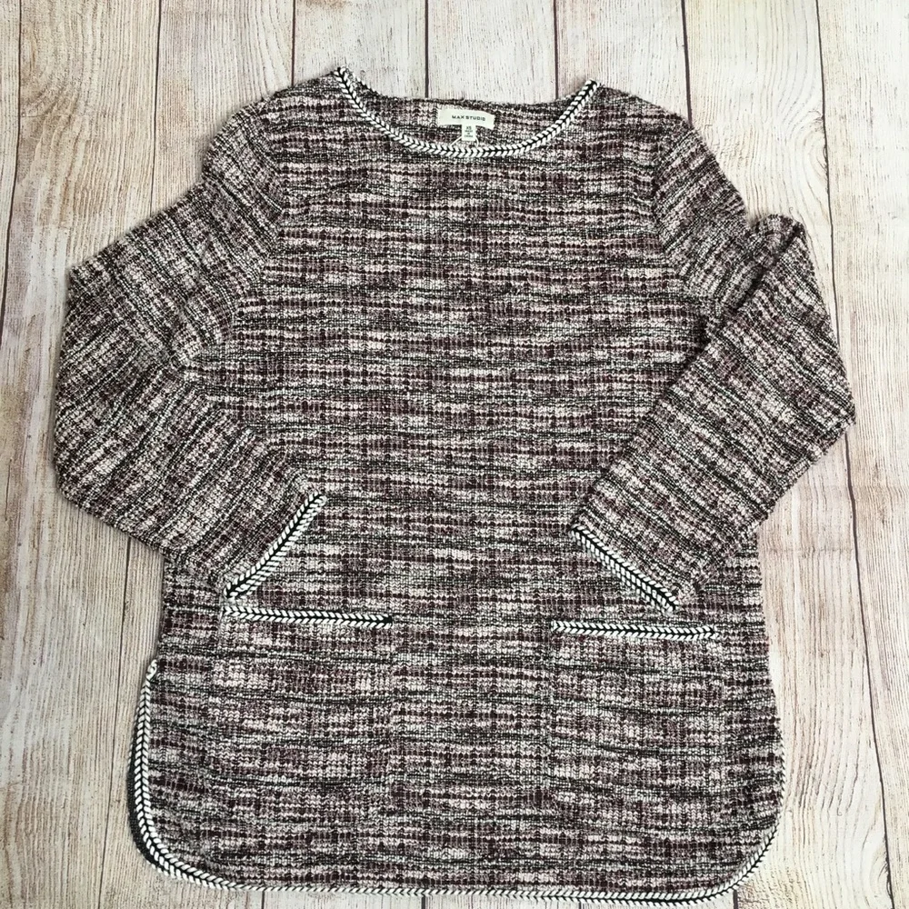 Max Studio Long Sleeve Tweed Pullover Sweater Size XS
